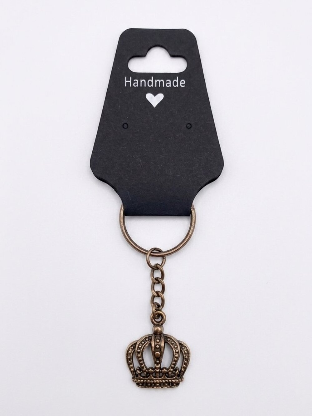Artisan Bronze Crown Charm Keychain